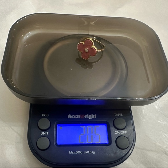 18k real Gold Light Pink Flower with Stone Size 6 to 7 Ring in 15 mm - Picture 3 of 6